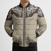 Vintage Western Cowboy Bomber Puffer Jacket Brown Version - Wonder Print Shop