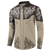 Vintage Western Cowboy Button Sweatshirt Brown Version - Wonder Print Shop