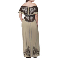 Vintage Western Cowboy Family Matching Off Shoulder Maxi Dress and Hawaiian Shirt Brown Version - Wonder Print Shop