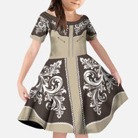 Vintage Western Cowboy Kid Short Sleeve Dress Brown Version - Wonder Print Shop