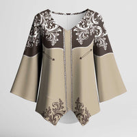 Vintage Western Cowboy Kimono Sleeve Blouse Brown Version - Wonder Print Shop