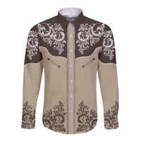 Vintage Western Cowboy Long Sleeve Button Shirt Brown Version - Wonder Print Shop