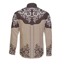 Vintage Western Cowboy Long Sleeve Button Shirt Brown Version - Wonder Print Shop