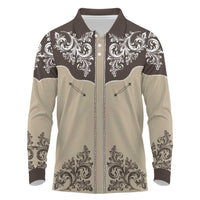 Vintage Western Cowboy Long Sleeve Polo Shirt Brown Version - Wonder Print Shop