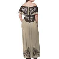 Vintage Western Cowboy Off Shoulder Maxi Dress Brown Version - Wonder Print Shop