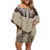 Vintage Western Cowboy Off Shoulder Short Dress Brown Version - Wonder Print Shop