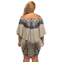 Vintage Western Cowboy Off Shoulder Short Dress Brown Version - Wonder Print Shop