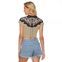 Vintage Western Cowboy Raglan Cropped T Shirt Brown Version - Wonder Print Shop
