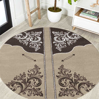 Vintage Western Cowboy Round Carpet Brown Version - Wonder Print Shop
