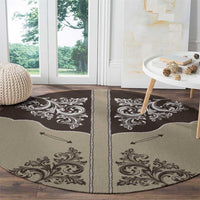 Vintage Western Cowboy Round Carpet Brown Version - Wonder Print Shop