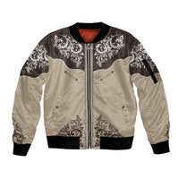 Vintage Western Cowboy Sleeve Zip Bomber Jacket Brown Version - Wonder Print Shop