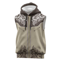 Vintage Western Cowboy Sleeveless Zip Hoodie Brown Version - Wonder Print Shop