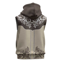 Vintage Western Cowboy Sleeveless Zip Hoodie Brown Version - Wonder Print Shop
