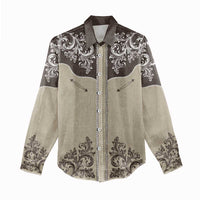 Vintage Western Cowboy Women Casual Shirt Brown Version - Wonder Print Shop