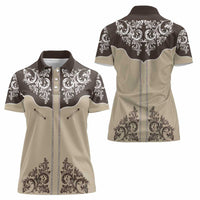 Vintage Western Cowboy Women Polo Shirt Brown Version - Wonder Print Shop