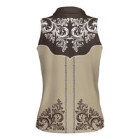 Vintage Western Cowboy Women Sleeveless Polo Shirt Brown Version - Wonder Print Shop