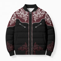 Vintage Western Cowboy Bomber Puffer Jacket Black Version - Wonder Print Shop