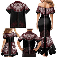 Vintage Western Cowboy Family Matching Mermaid Dress and Hawaiian Shirt Black Version - Wonder Print Shop