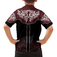 Vintage Western Cowboy Family Matching Off The Shoulder Long Sleeve Dress and Hawaiian Shirt Black Version - Wonder Print Shop