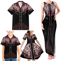 Vintage Western Cowboy Family Matching Tank Maxi Dress and Hawaiian Shirt Black Version - Wonder Print Shop