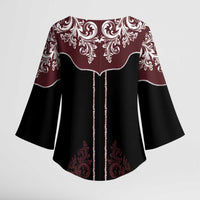 Vintage Western Cowboy Kimono Sleeve Blouse Black Version - Wonder Print Shop