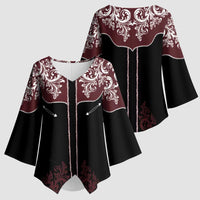 Vintage Western Cowboy Kimono Sleeve Blouse Black Version - Wonder Print Shop