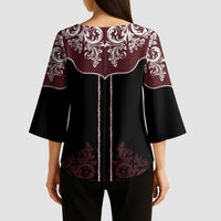 Vintage Western Cowboy Kimono Sleeve Blouse Black Version - Wonder Print Shop