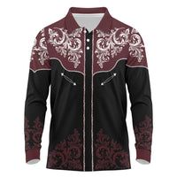 Vintage Western Cowboy Long Sleeve Polo Shirt Black Version - Wonder Print Shop
