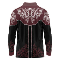 Vintage Western Cowboy Long Sleeve Polo Shirt Black Version - Wonder Print Shop