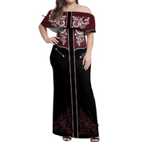 Vintage Western Cowboy Off Shoulder Maxi Dress Black Version - Wonder Print Shop