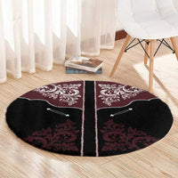 Vintage Western Cowboy Round Carpet Black Version - Wonder Print Shop