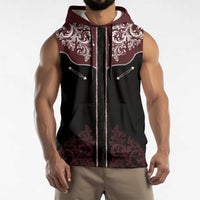 Vintage Western Cowboy Sleeveless Zip Hoodie Black Version - Wonder Print Shop