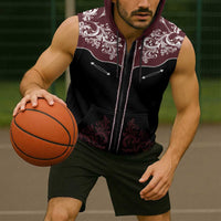 Vintage Western Cowboy Sleeveless Zip Hoodie Black Version - Wonder Print Shop