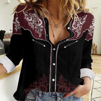 Vintage Western Cowboy Women Casual Shirt Black Version - Wonder Print Shop