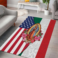 Guadalupe Virgin Mary Area Rug Mexican American Flag - Wonder Print Shop