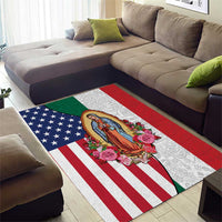 Guadalupe Virgin Mary Area Rug Mexican American Flag - Wonder Print Shop