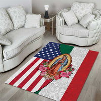 Guadalupe Virgin Mary Area Rug Mexican American Flag - Wonder Print Shop
