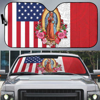 Guadalupe Virgin Mary Auto Sun Shade Mexican American Flag - Wonder Print Shop