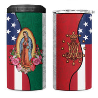 Guadalupe Virgin Mary 4 in 1 Can Cooler Tumbler Mexican American Flag - Wonder Print Shop
