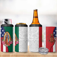 Guadalupe Virgin Mary 4 in 1 Can Cooler Tumbler Mexican American Flag - Wonder Print Shop