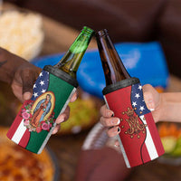 Guadalupe Virgin Mary 4 in 1 Can Cooler Tumbler Mexican American Flag - Wonder Print Shop