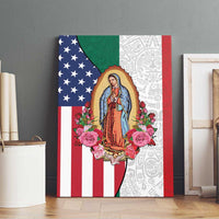 Guadalupe Virgin Mary Canvas Wall Art Mexican American Flag - Wonder Print Shop
