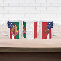 Guadalupe Virgin Mary Ceramic Mug Mexican American Flag - Wonder Print Shop