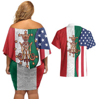 Guadalupe Virgin Mary Couples Matching Off Shoulder Short Dress and Hawaiian Shirt Mexican American Flag - Wonder Print Shop