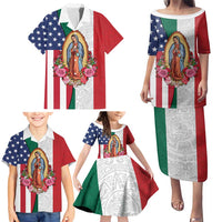 Guadalupe Virgin Mary Family Matching Puletasi and Hawaiian Shirt Mexican American Flag - Wonder Print Shop