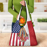 Guadalupe Virgin Mary Grocery Bag Mexican American Flag - Wonder Print Shop