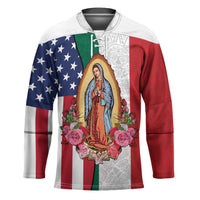 Guadalupe Virgin Mary Hockey Jersey Mexican American Flag - Wonder Print Shop