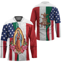 Guadalupe Virgin Mary Hockey Jersey Mexican American Flag - Wonder Print Shop