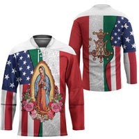 Guadalupe Virgin Mary Hockey Jersey Mexican American Flag - Wonder Print Shop