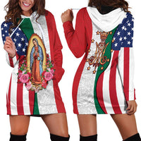 Guadalupe Virgin Mary Hoodie Dress Mexican American Flag - Wonder Print Shop